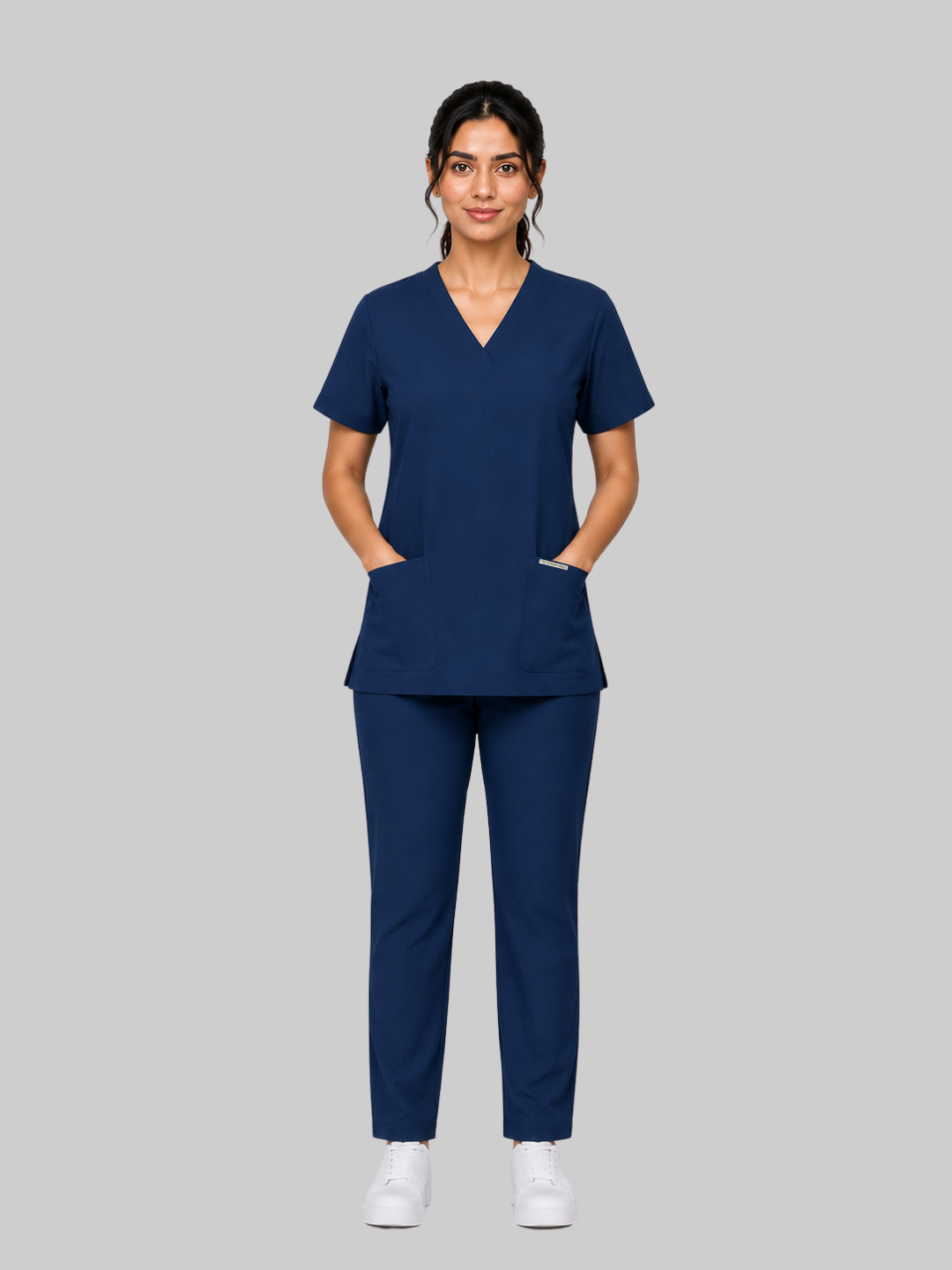 Onyx 4 Pocket V Neck Women (Navy Blue) Scrub