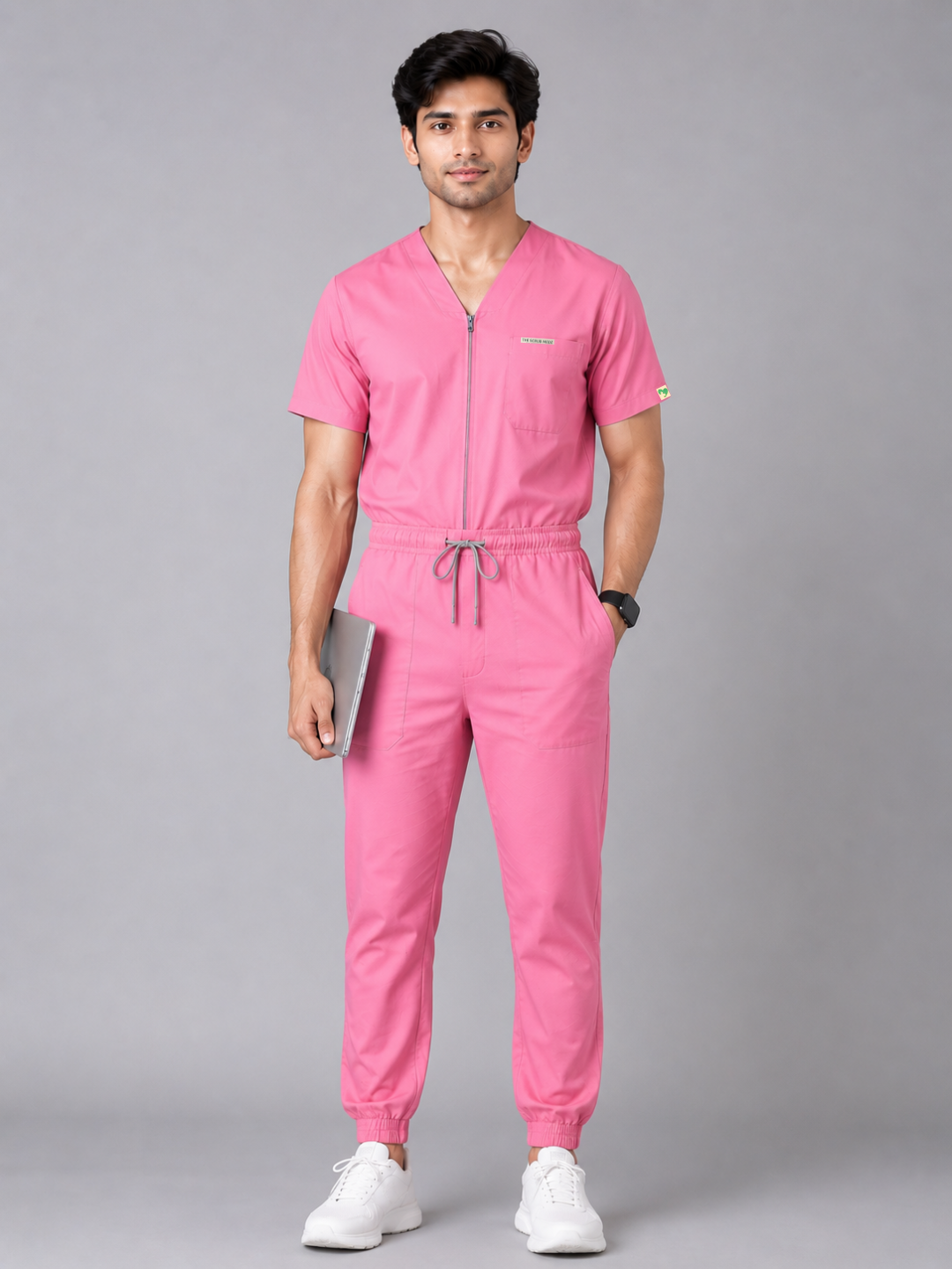 Pink Swasthya Sutra Jogger Jumpsuit For Men