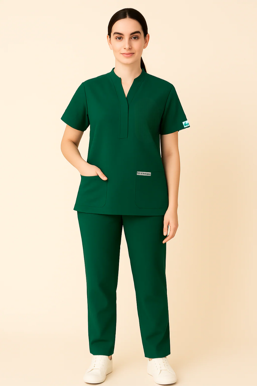 Prestige 4 Pocket Mandarin (Green) Women Scrub