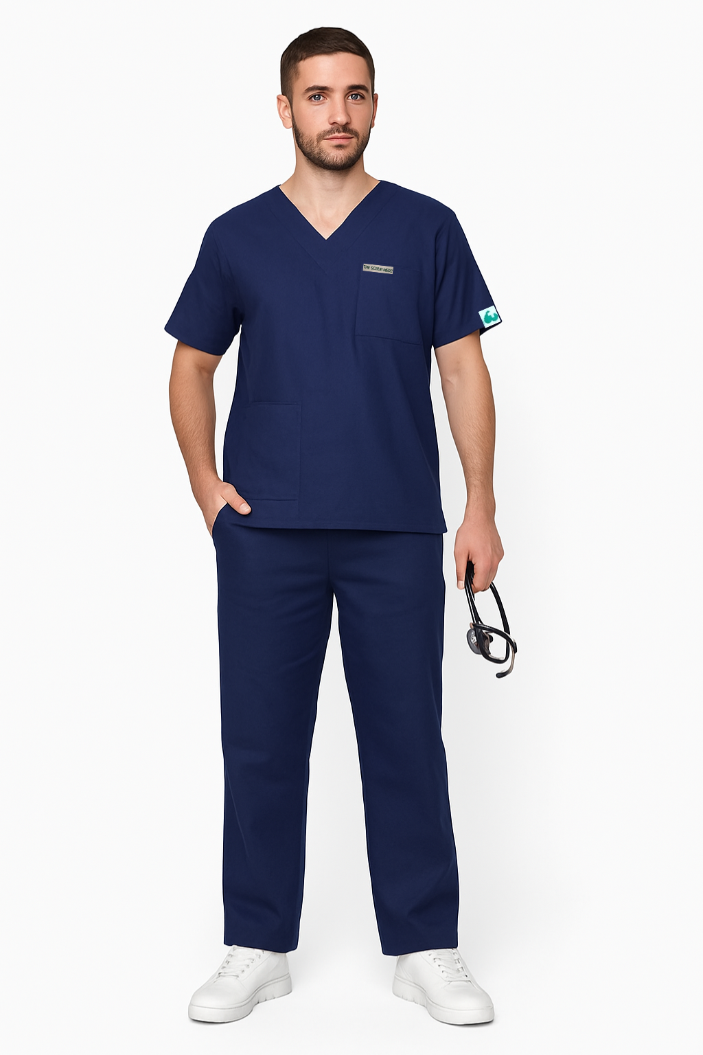 Prestige 4 Pocket V Neck (Navy Blue) Men Scrub