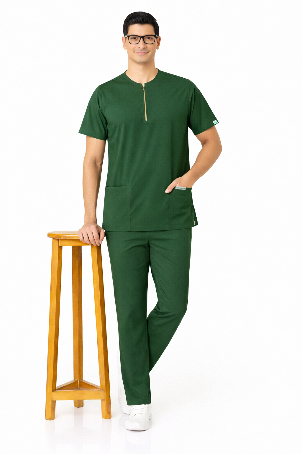 TSM Elite 6 Pocket Mandarin (Green) Mens Scrub