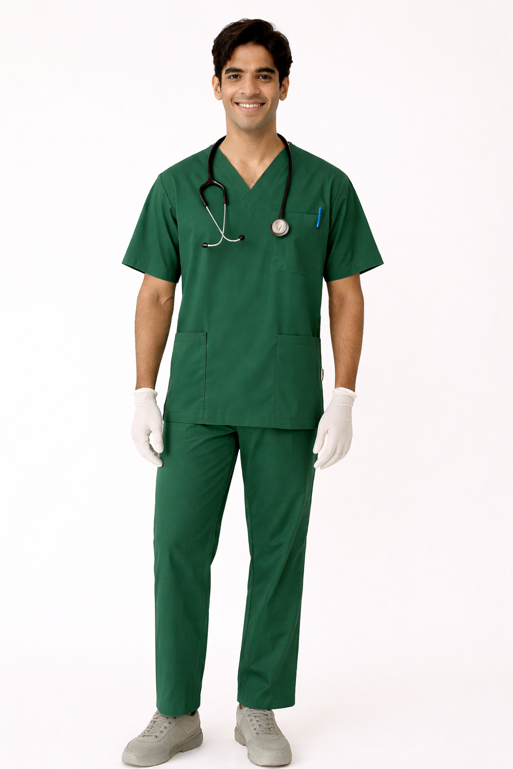 TSM Elite 6 Pocket V Neck (Green) Mens Scrub