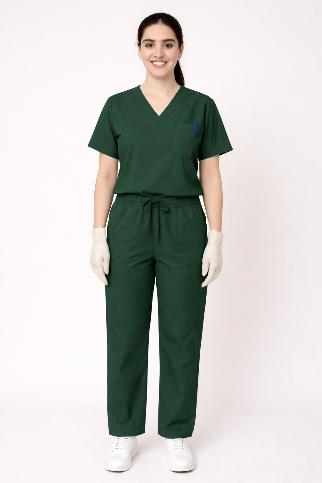 TSM Elite 6 Pocket V Neck (Green) Women Scrub