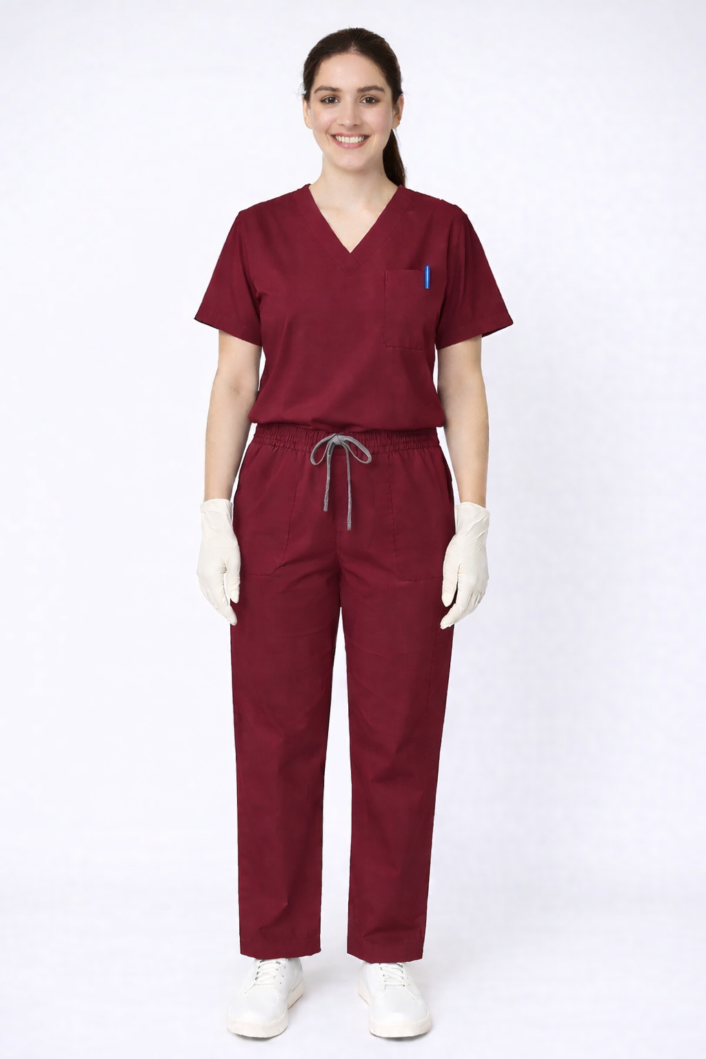 TSM Elite 6 Pocket V Neck (Maroon) Women Scrub