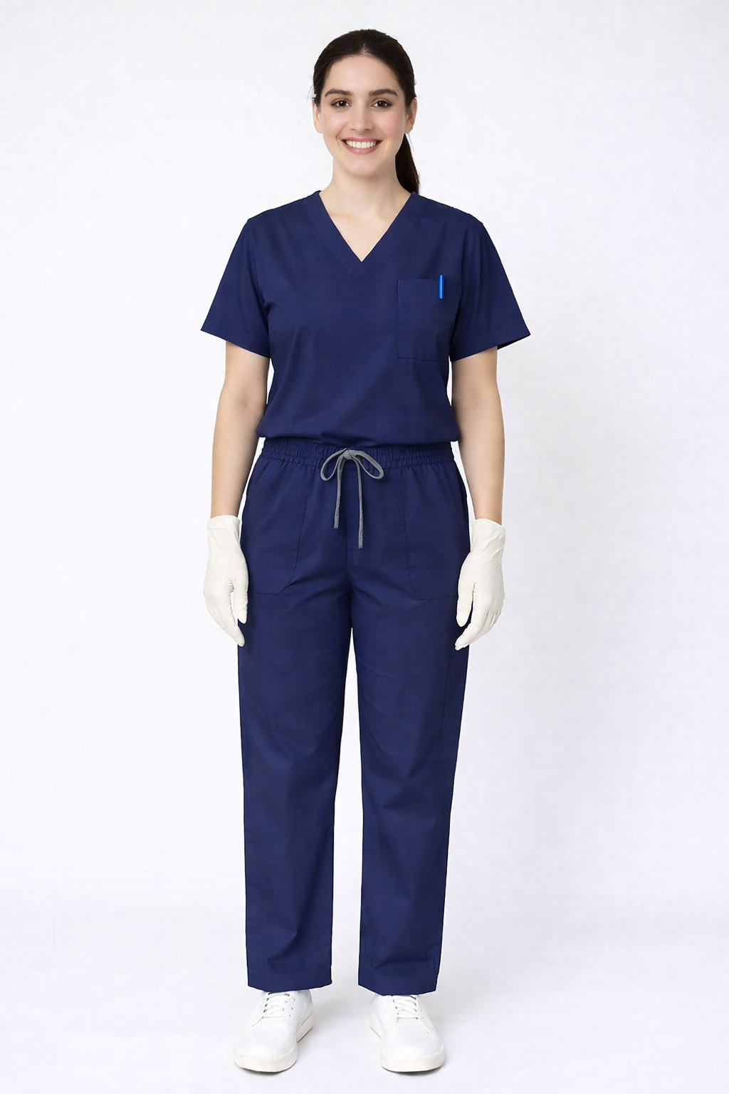 TSM Elite 6 Pocket V Neck (Navy Blue) Women Scrub