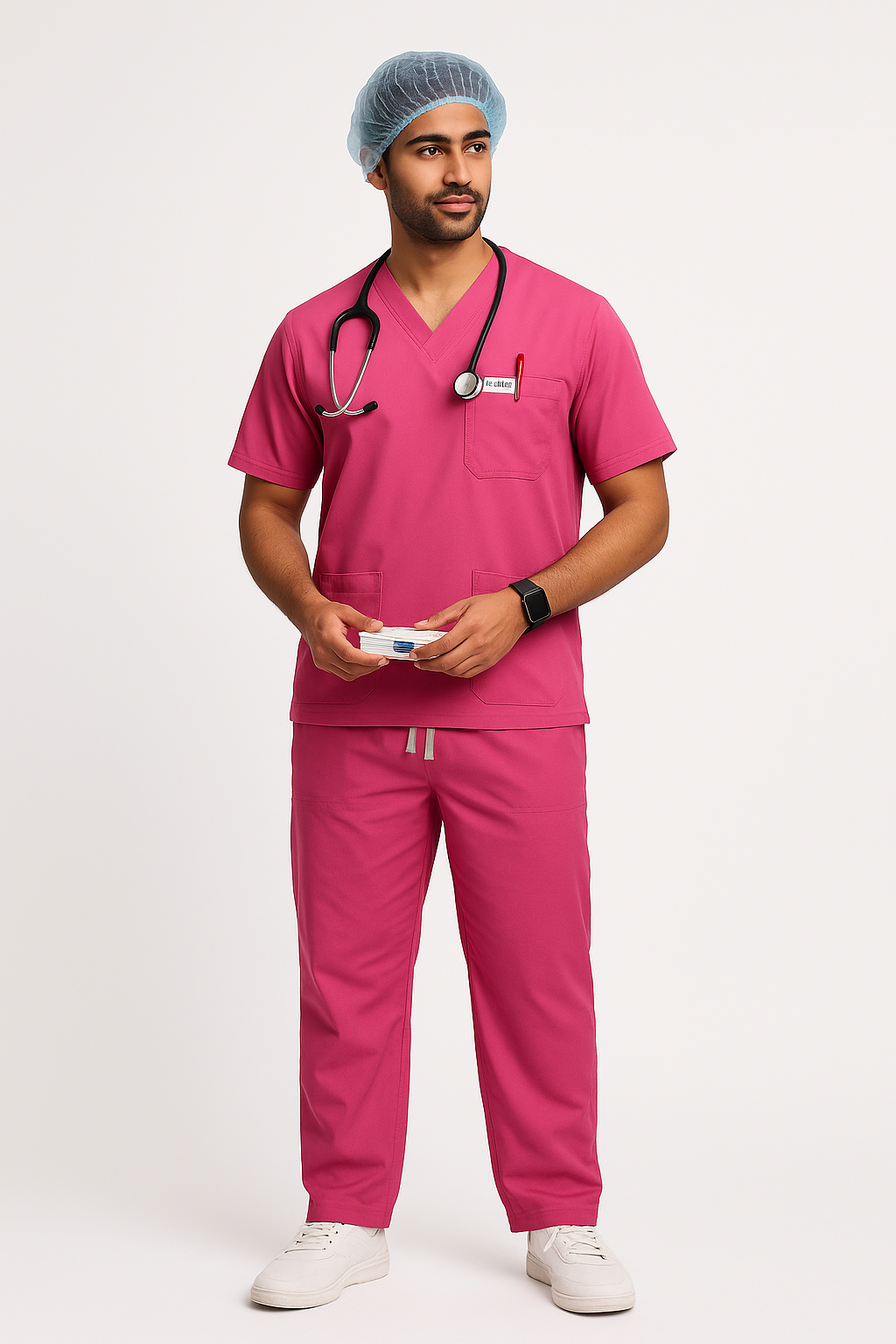 TSM Elite 6 Pocket V Neck (Pink) Mens Scrub
