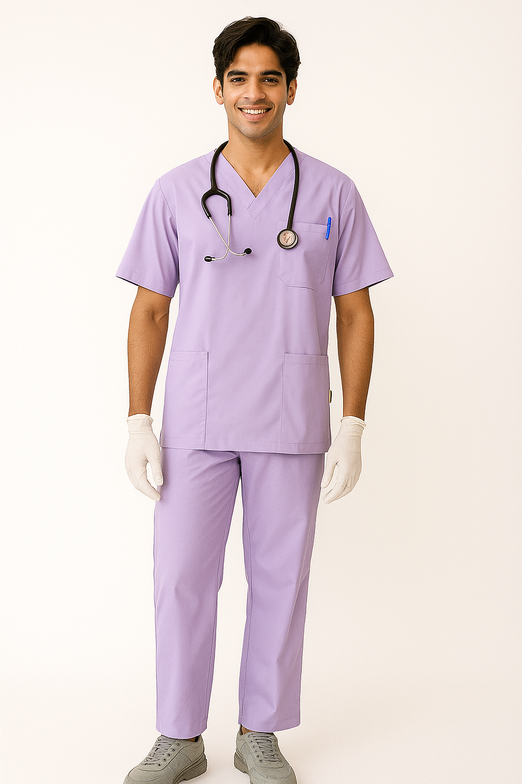 TSM Elite 6 Pocket V Neck (Purple) Mens Scrub