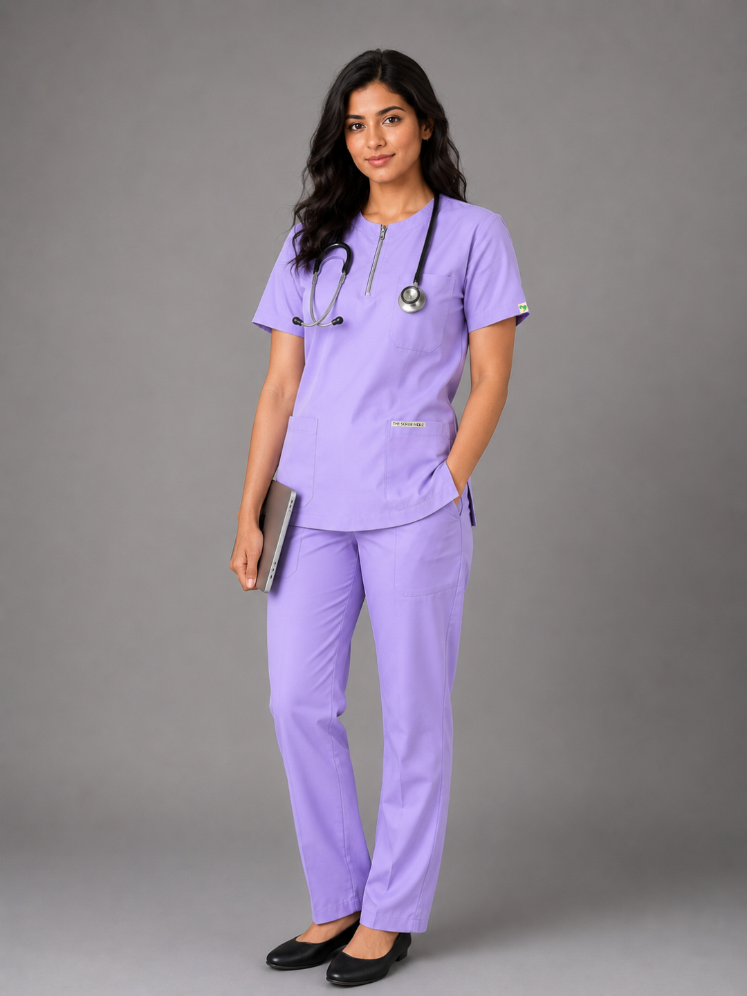 TSM Elite 6 Pocket Zipper (Purple) Women Scrub