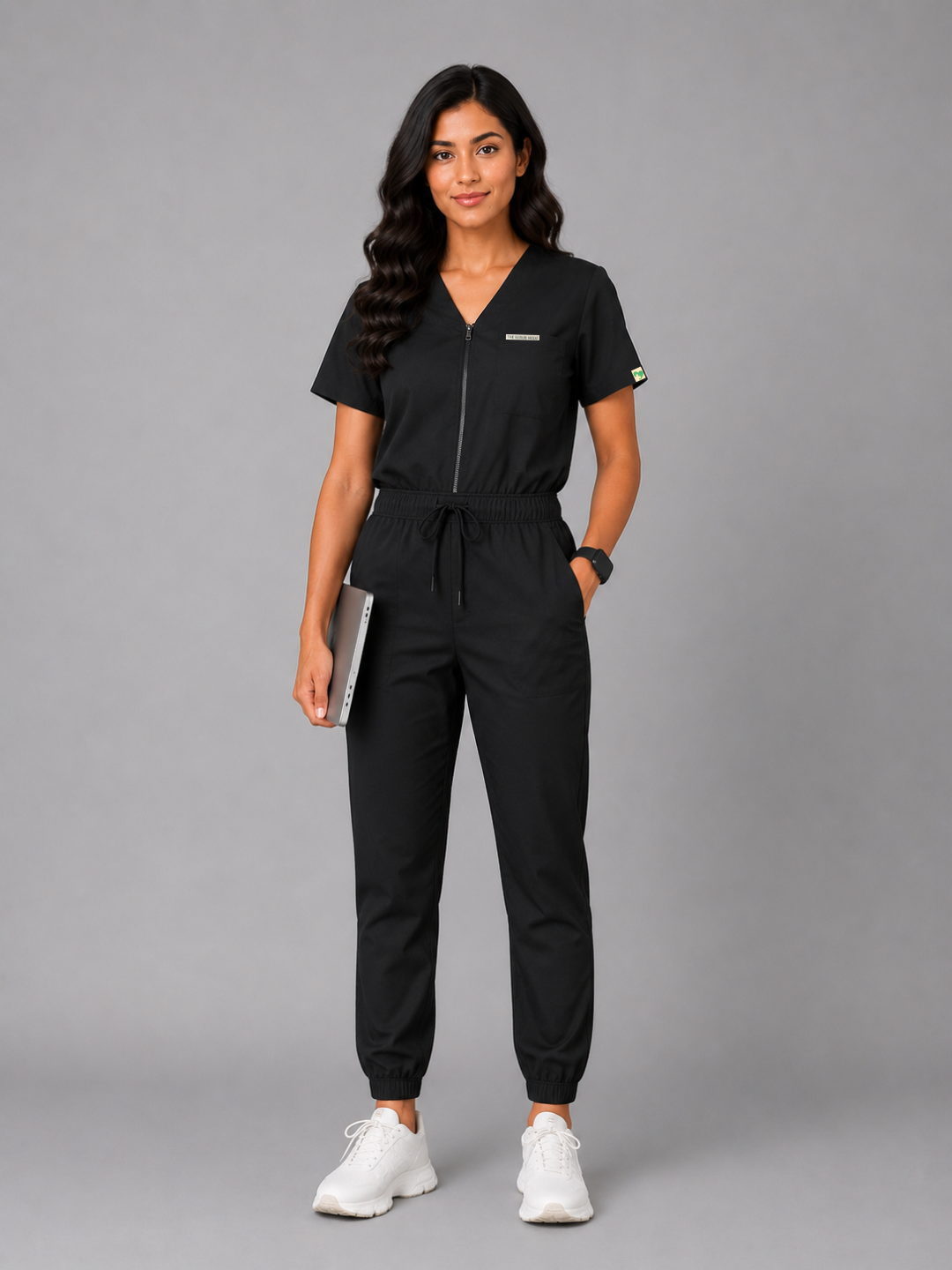 Black Swasthya Sutra Jogger Jumpsuit For Women