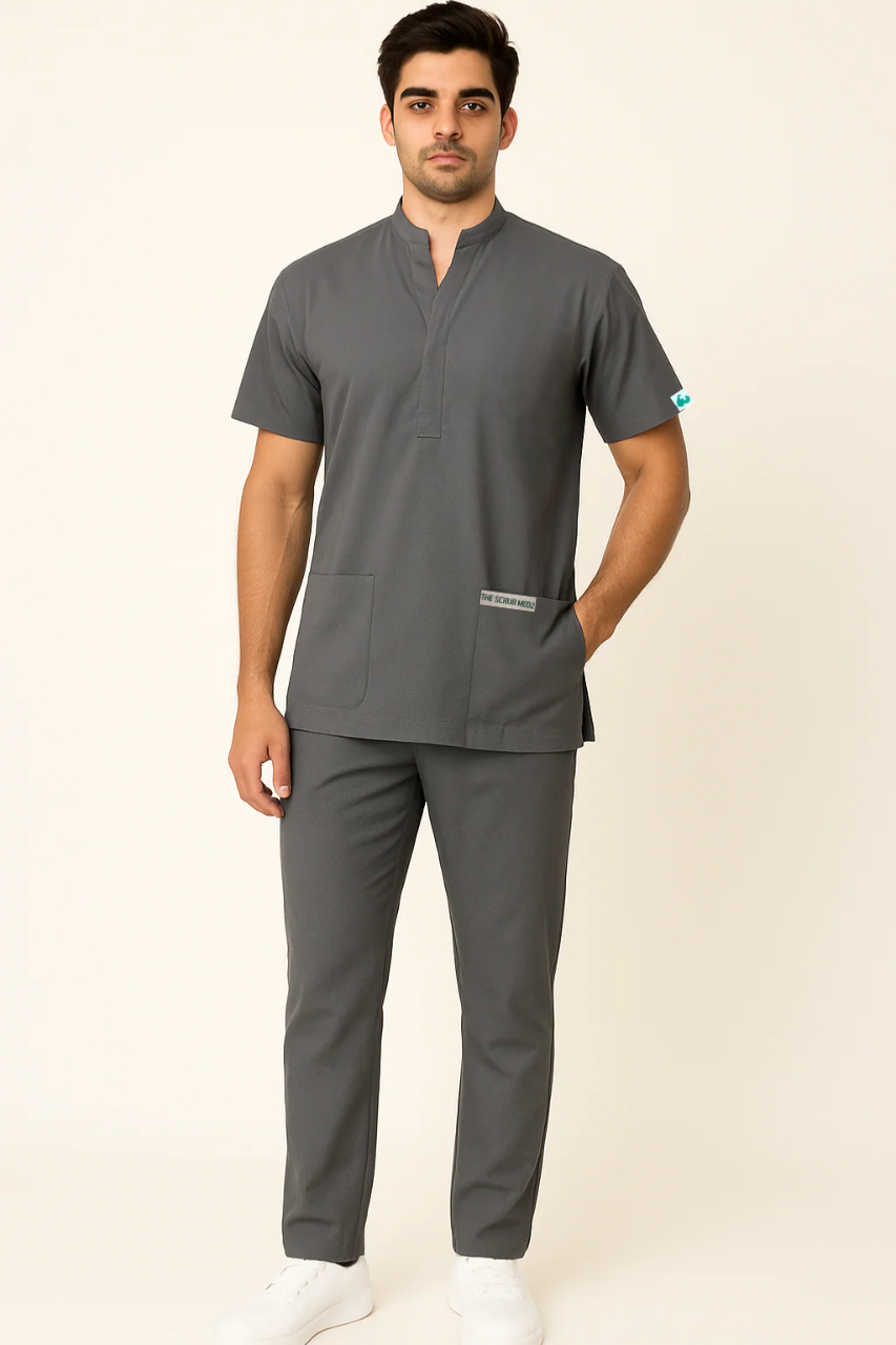 Elite Mandarin (Grey) Men Scrub