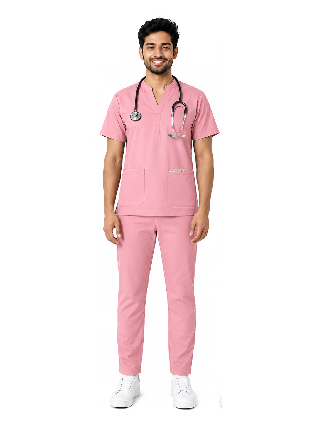 Onyx 4 Pocket Mandarin Men (Pink) Scrub