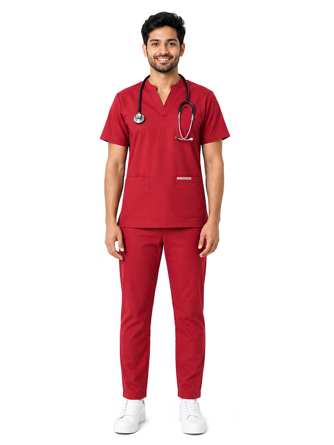 Onyx 4 Pocket Mandarin Men (Red) Scrub