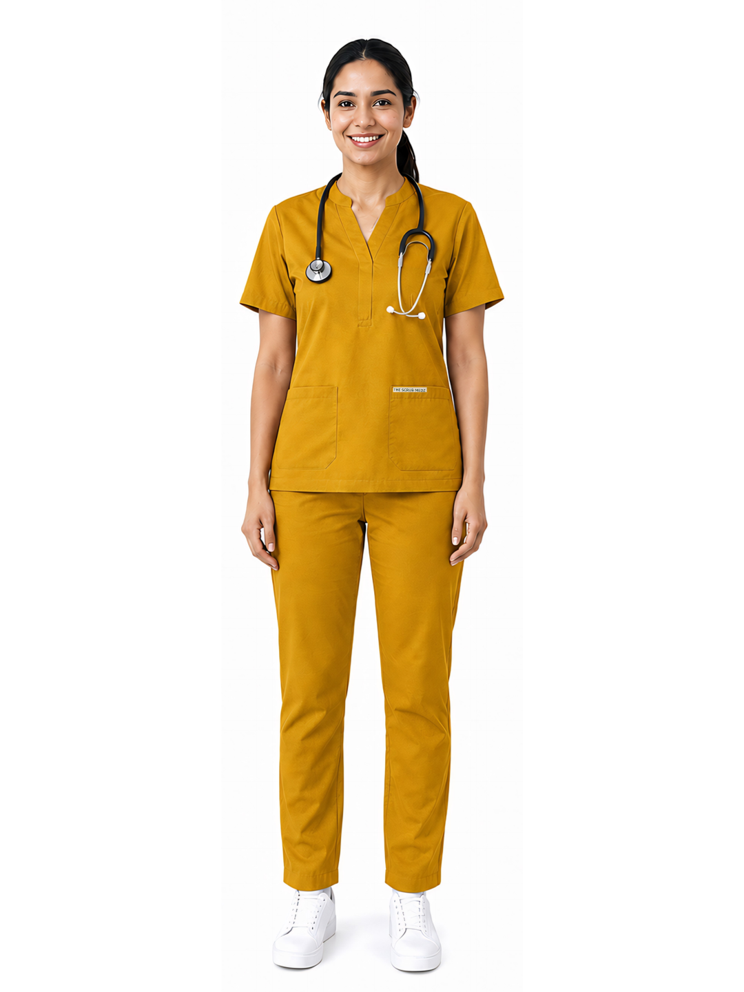 Onyx 4 Pocket Mandarin Women (Mustard) Scrub