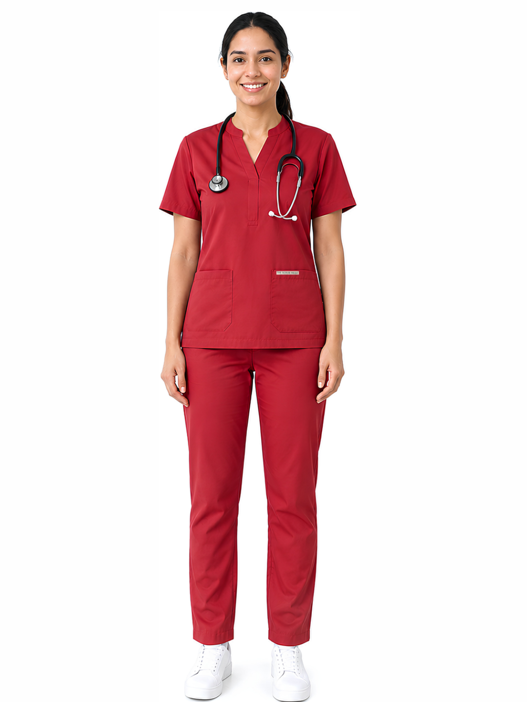Onyx 4 Pocket Mandarin Women (Red) Scrub