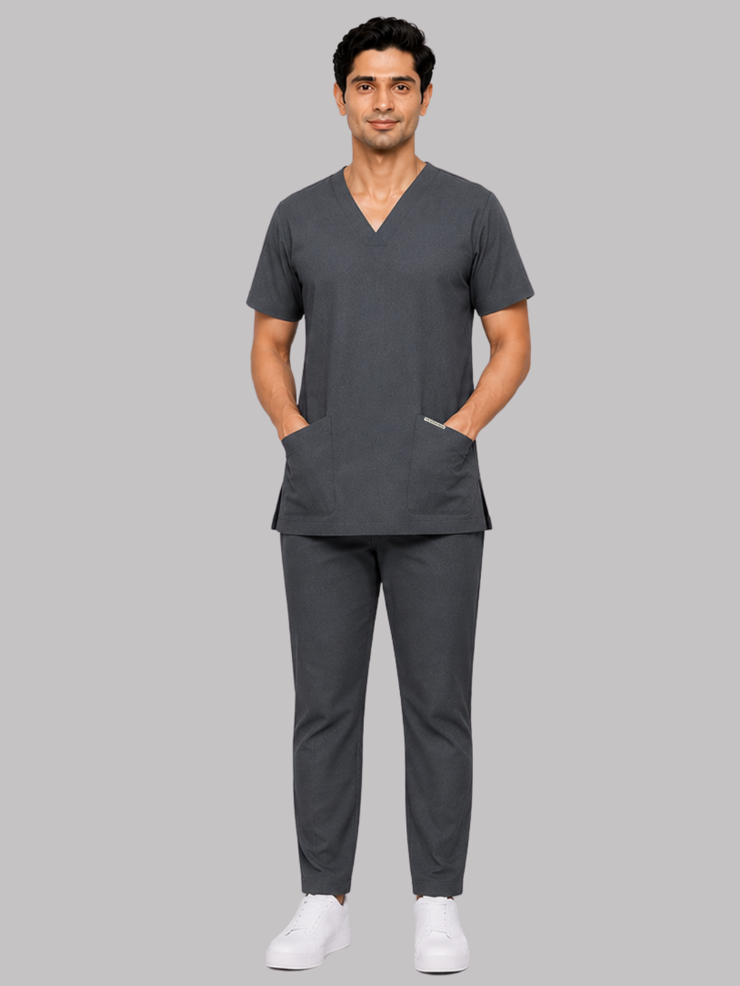 Onyx 4 Pocket V Neck Men (Grey) Scrub