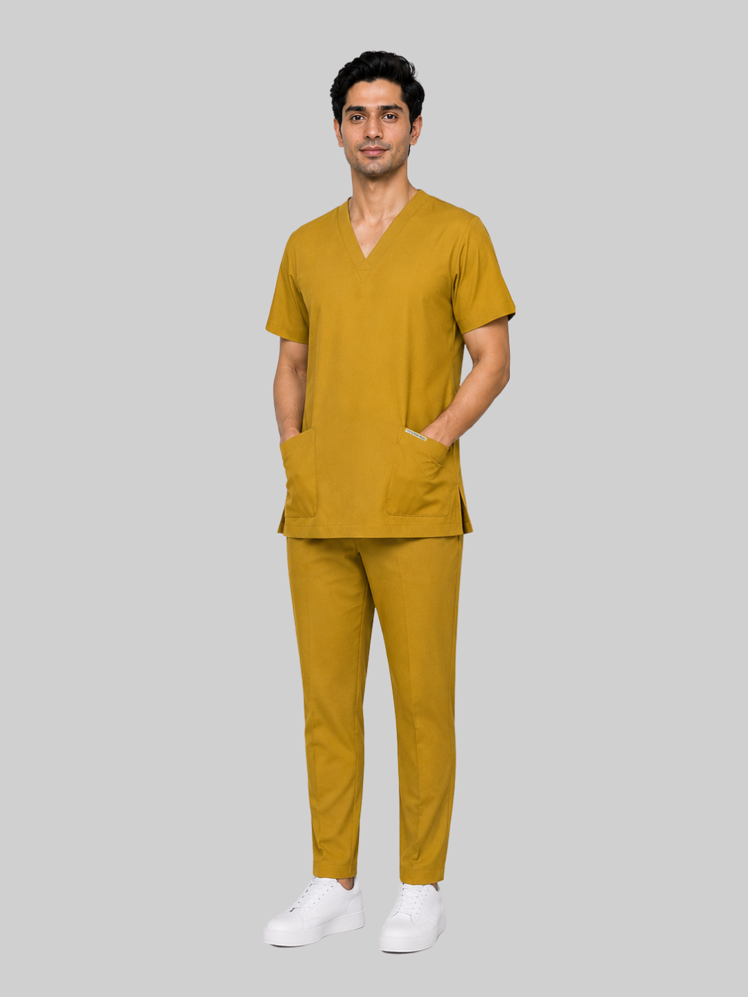 Onyx 4 Pocket V Neck Men (Mustard) Scrub