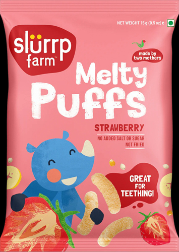 Slurrp Farm Strawberry Puffs - Baked Teething Puffs 15gm