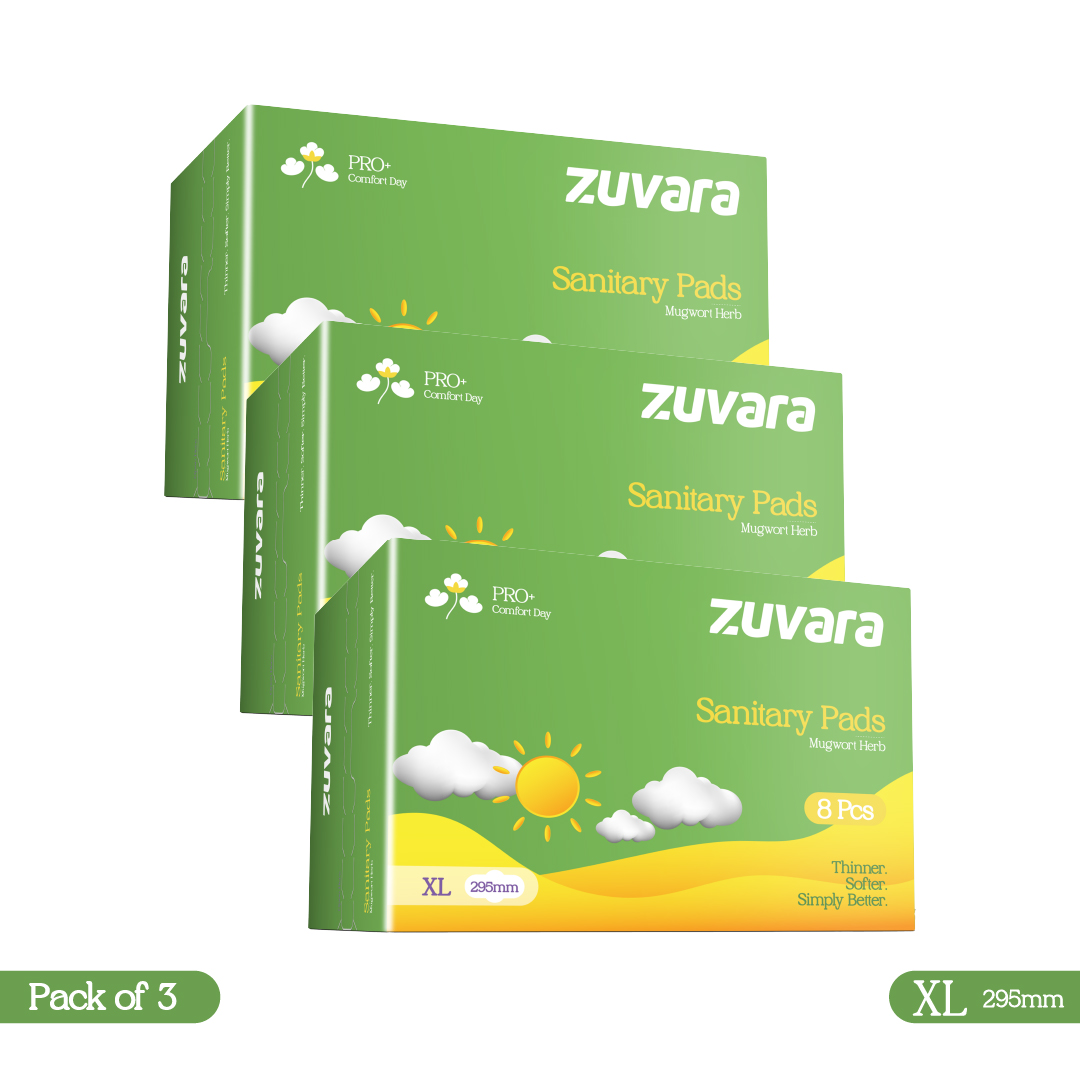 Zuvara Sanitary Pads - XL - 295 mm (Pack of 8*3 Packets) - Pro+