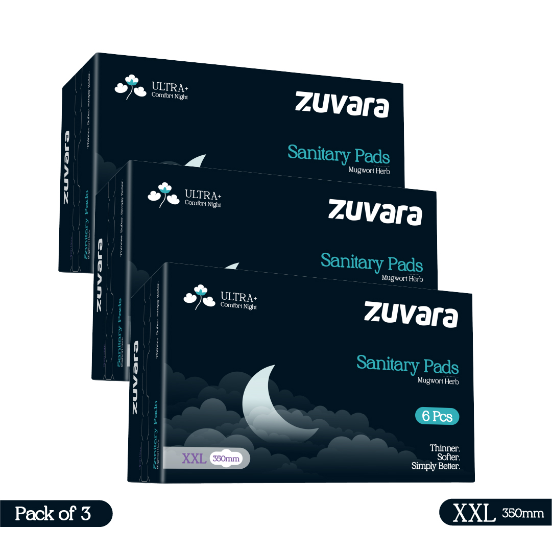 Zuvara Sanitary Pads - XXL - 350 mm (Pack of 6 * 3 Packets) - Ultra+