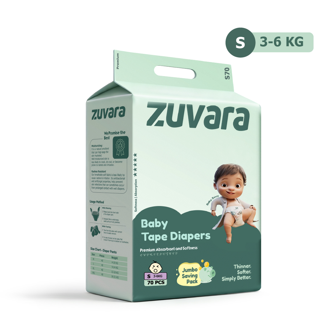 ZUVARA Premium Tape Diaper - S (Pack Of 70)