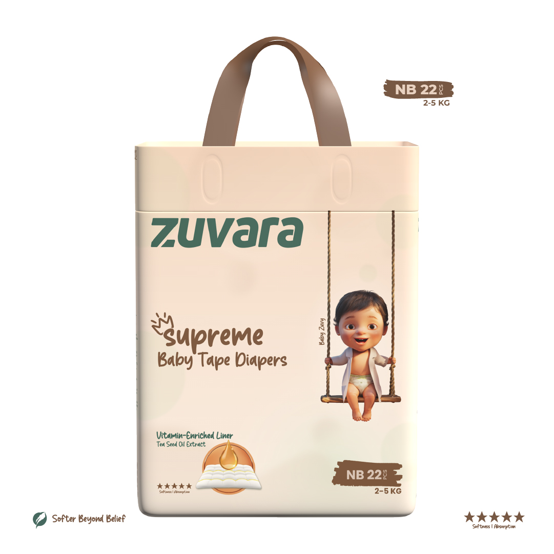 ZUVARA Supreme Tape Diapers - NB (Pack of 22)