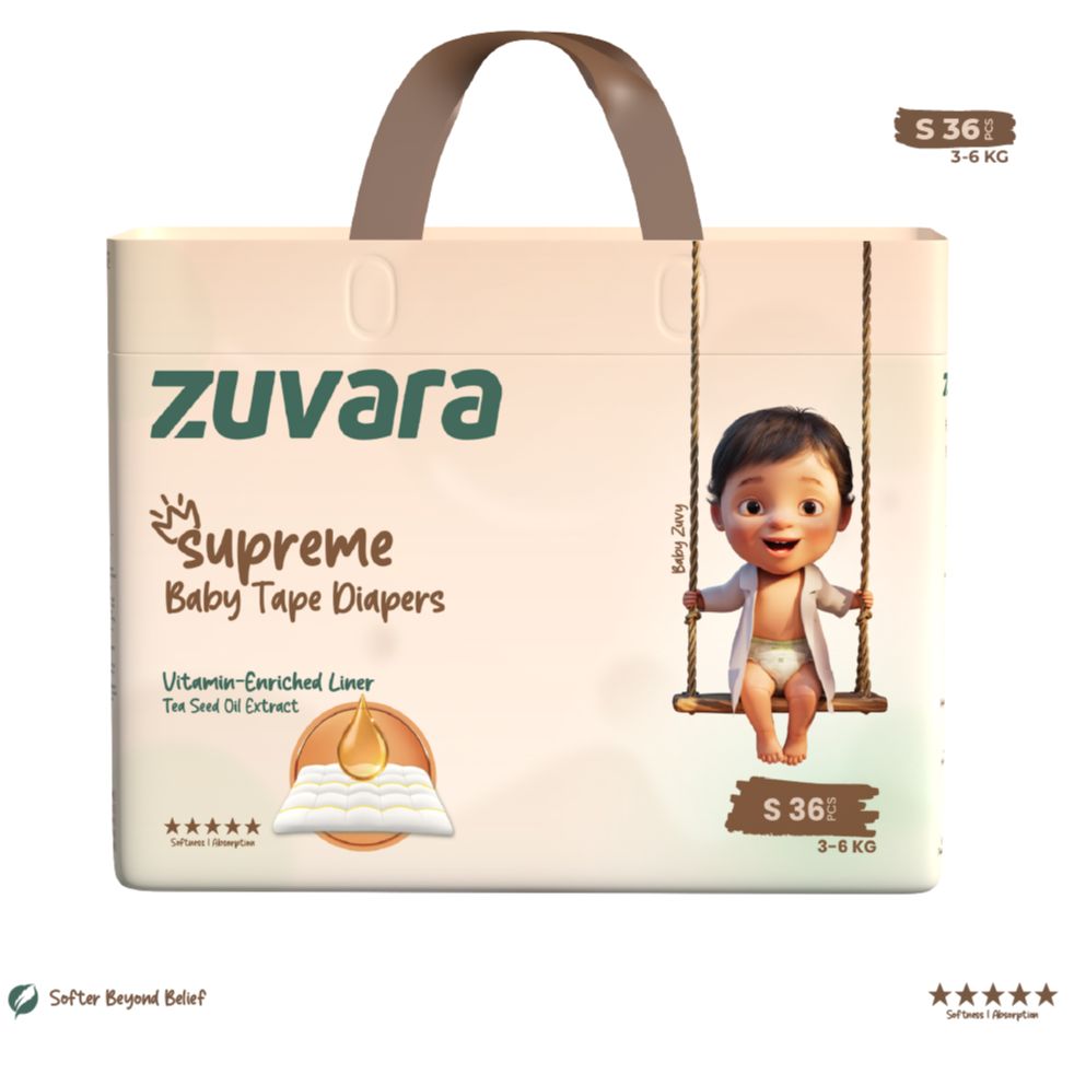 ZUVARA Supreme Tape Diapers - S (Pack of 36)