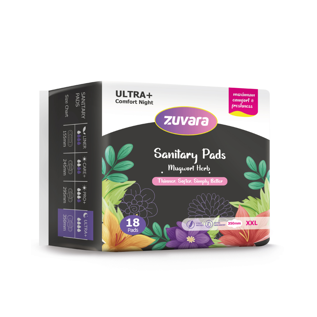 Zuvara Sanitary Pads - XXL - 350 mm (Pack of 18) - Ultra+