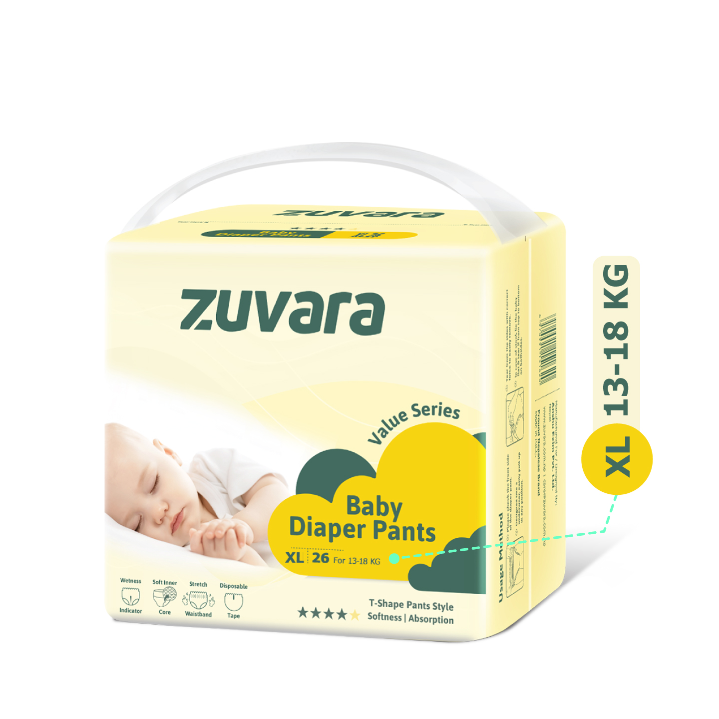 Zuvara Value Series Diaper Pants - XL (Pack of 26)
