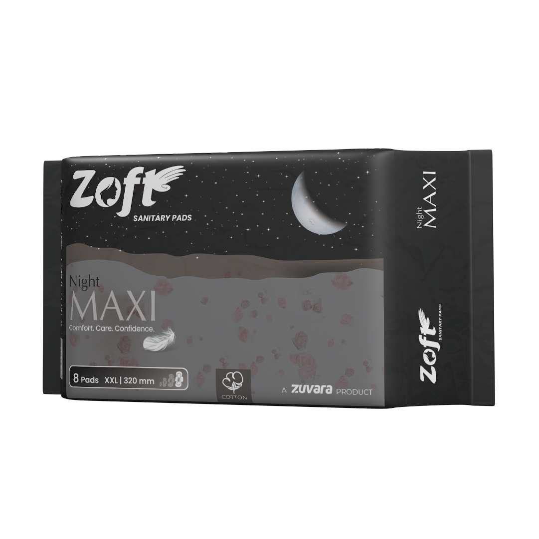 Zoft Night Maxi Sanitary Pads - XXL - 320 mm (Pack of 8)